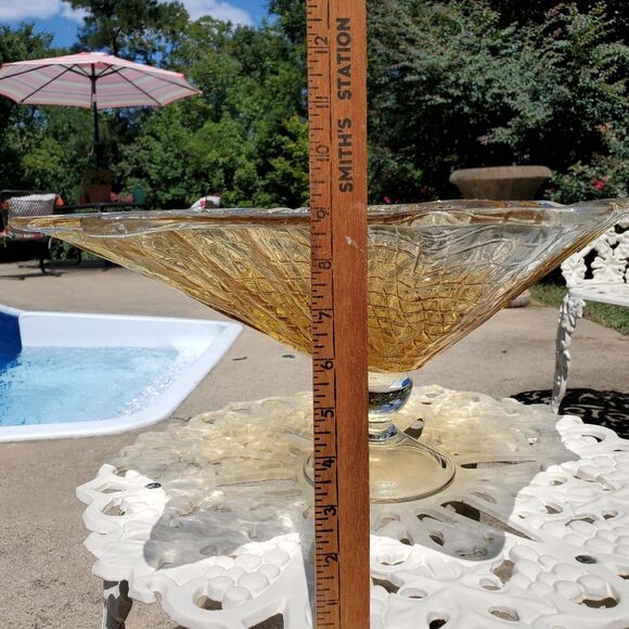 Large Centerpiece Statement Piece Amber Gold and Clear Glass - Picture 11 of 16